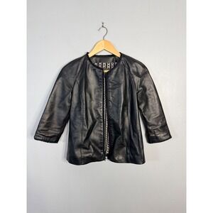 Italian Genuine Leather Blouson Jacket‎ Black Women's 42 (Fits S)